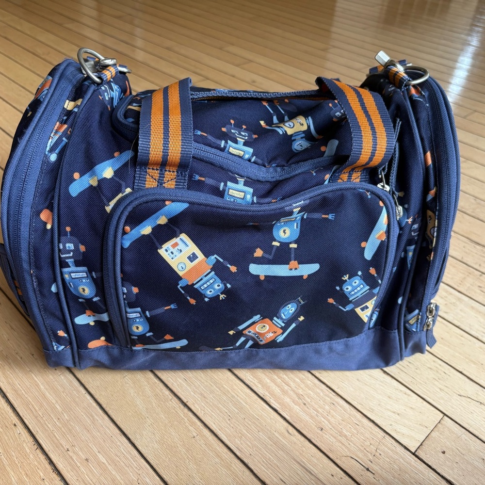 Pottery Barn Kids Robots on Skateboards Print Duffel Bag